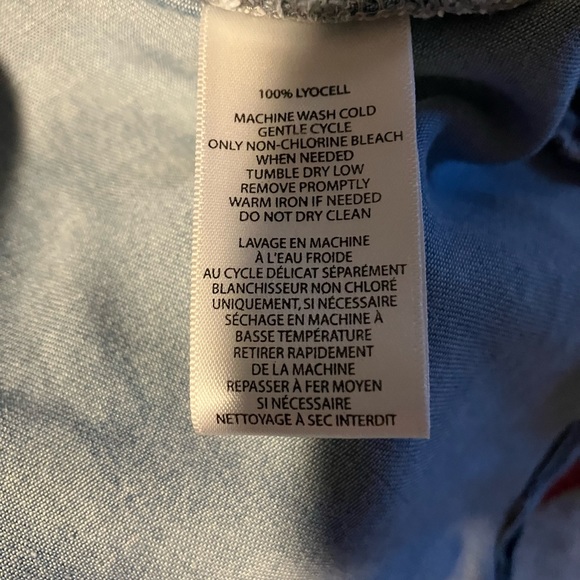 BEACH LUNCH LOUNGE Button Front Denim Shirt Dress Pockets Size Medium - Picture 11 of 11